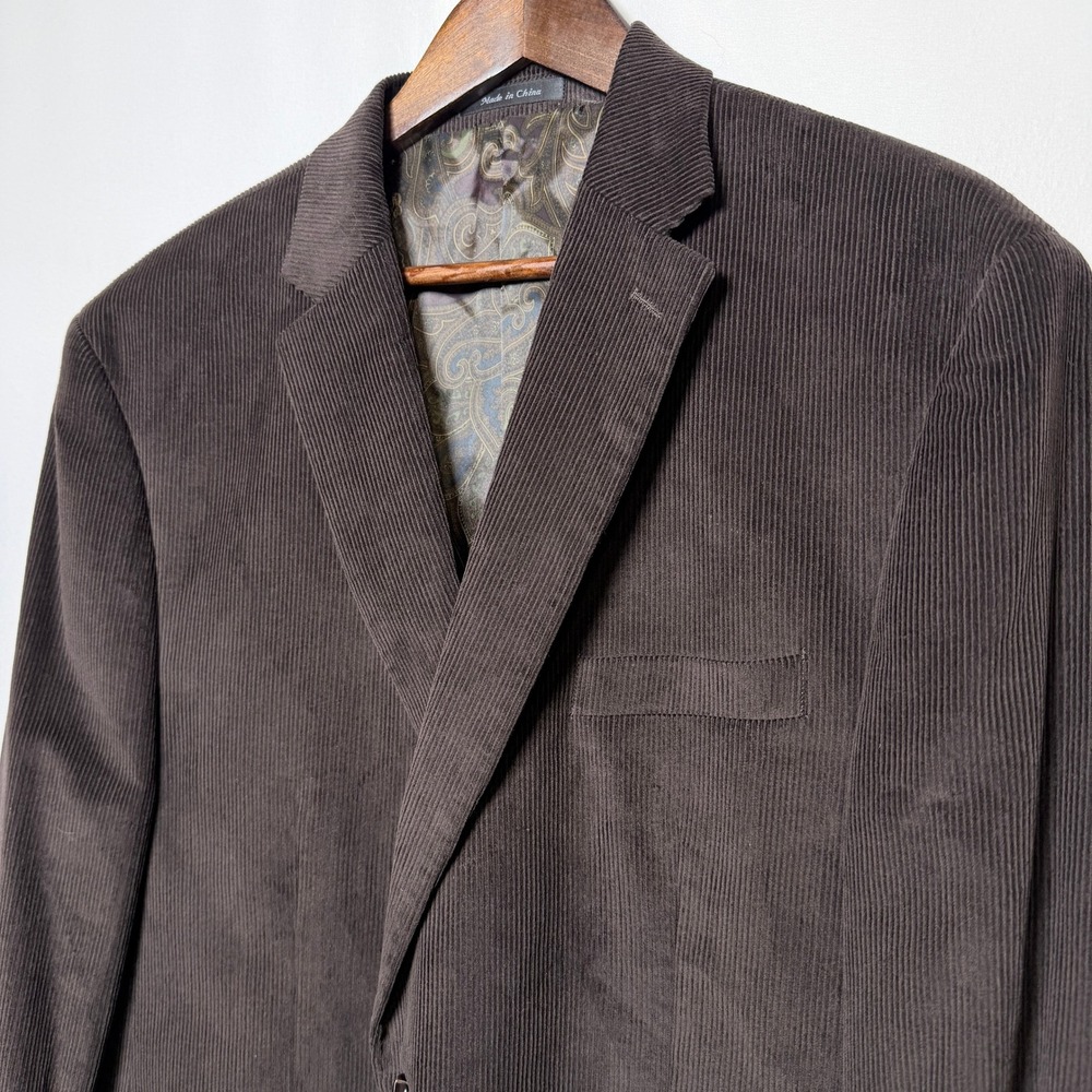 Lauren Ralph Lauren Mens 46R Corduroy Blazer Brown Paisley Lining Sport Coat